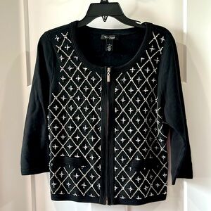 White House Black Market Black Beaded Cardigan